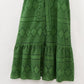 Tangada 2023 Summer Women Green Hollow Embroidery Dress With Slash Short Sleeve Female Vintage Midi Dress 6H410