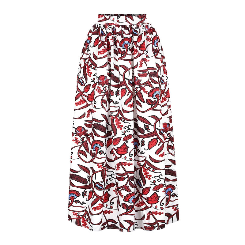 Conjunto de dos piezas con estampado étnico para mujer, top sexy de manga corta con cuello oblicuo y un hombro descubierto y falda larga de cintura alta.