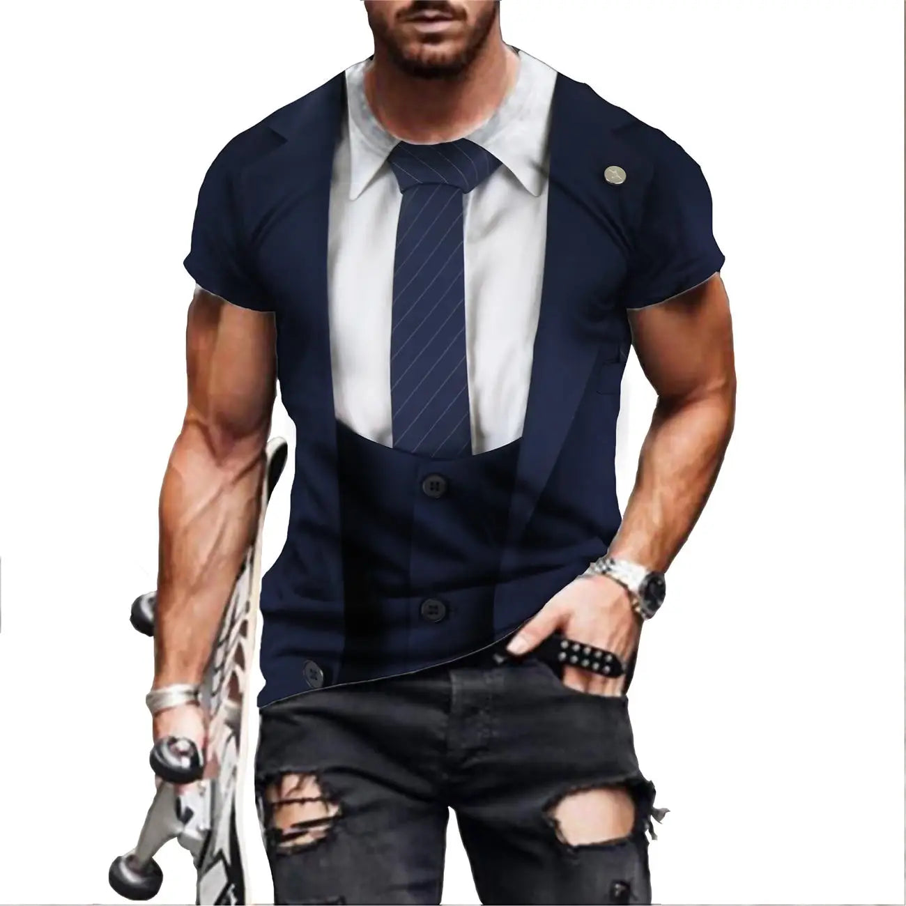 Summer Funny Fake Suit 3D T Shirt Tuxedo Bow Tie 3D Printed Cosplay T Shirts 2022 Men Fashion Short Sleeve Streetwear Fake Suit