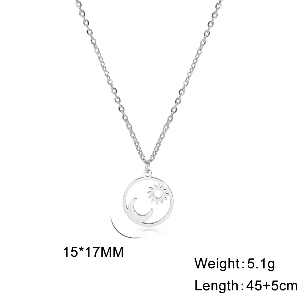 Lucktune Sun Moon Pendant Clavicle Chain Necklace Stainless Steel Bohemian Choker Necklace for Women Fashion New In Jewelry Gift