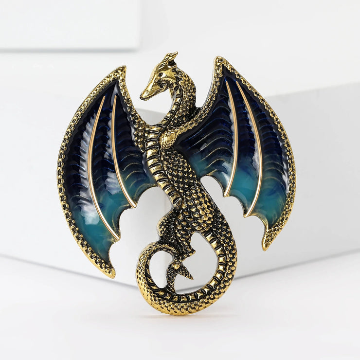 New Enamel Giant Winged Dragon Brooch for Women Unisex Rhinestone Dragon Brooches Event Party Backpack Decoration Clothes Access