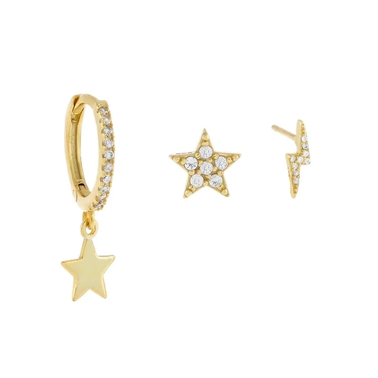 ROXI Ear Jewelry Set Moon Star Lightning Suit Earrings for Women Fashion Jewelrys Hoop Earring Piercing Pendientes Casual