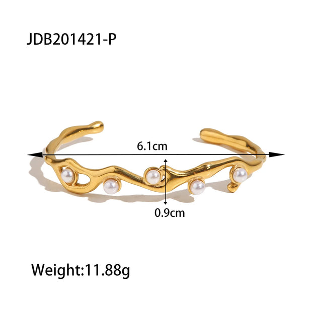 Uworld Double Wrap Stack Bracelet Pearl Open Bangle Girls Bracelet Christmas Gift to Her Women's Accessories