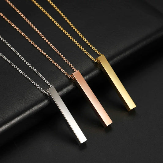 Stainless Steel Necklaces Punk Rectangle Necklaces for Men Women Trendy Stainless Steel Pendant Necklace Choker Fashion Jewelry
