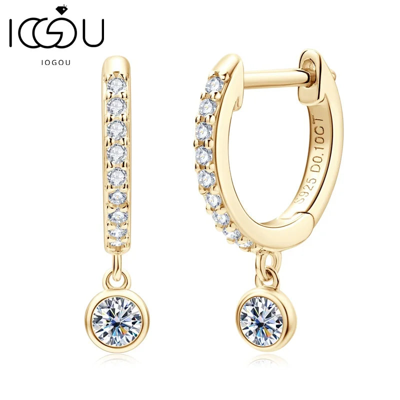 Huggie Drop Earrings Real D Color VVS1 Moissanite Diamond Hoops Earrings 925 Silver Woman Jewelry original Certified Trend 2023