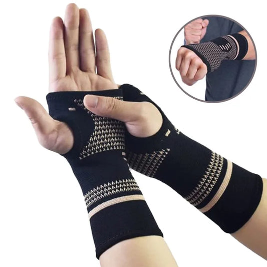 Support de poignet en cuivre tricoté, bracelet de sport professionnel, gant de compression de sécurité pour le sport, manchon de paume absorbant la transpiration pour le syndrome du canal carpien