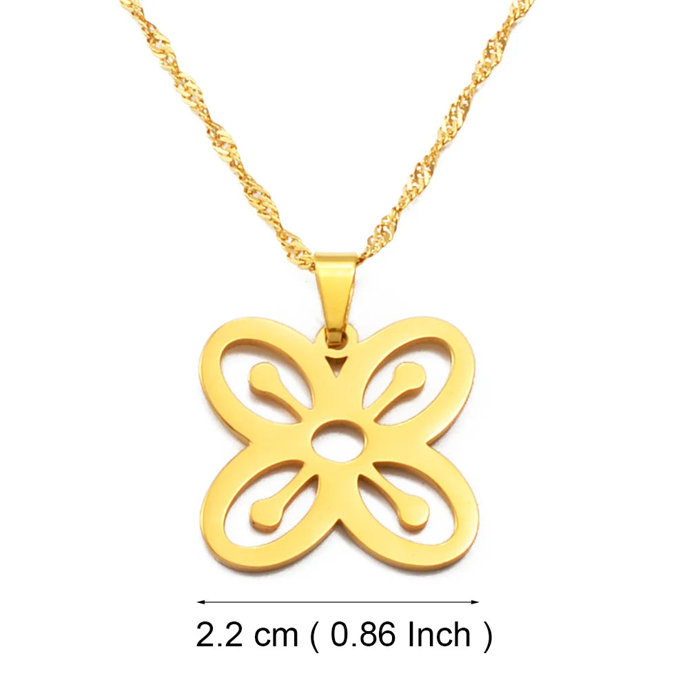 Anniyo African Symbol Pendant Necklaces Gold Color/Silver Color Ghanaian Gye Ethnic Jewelry Traditional Accessories #125321