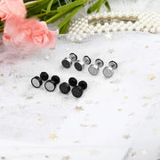 1 Pair Men Women Stud Earrings Stainless Steel Illusion Tunnel Plug Screw Back with Sand Glitter 6/8/10mm