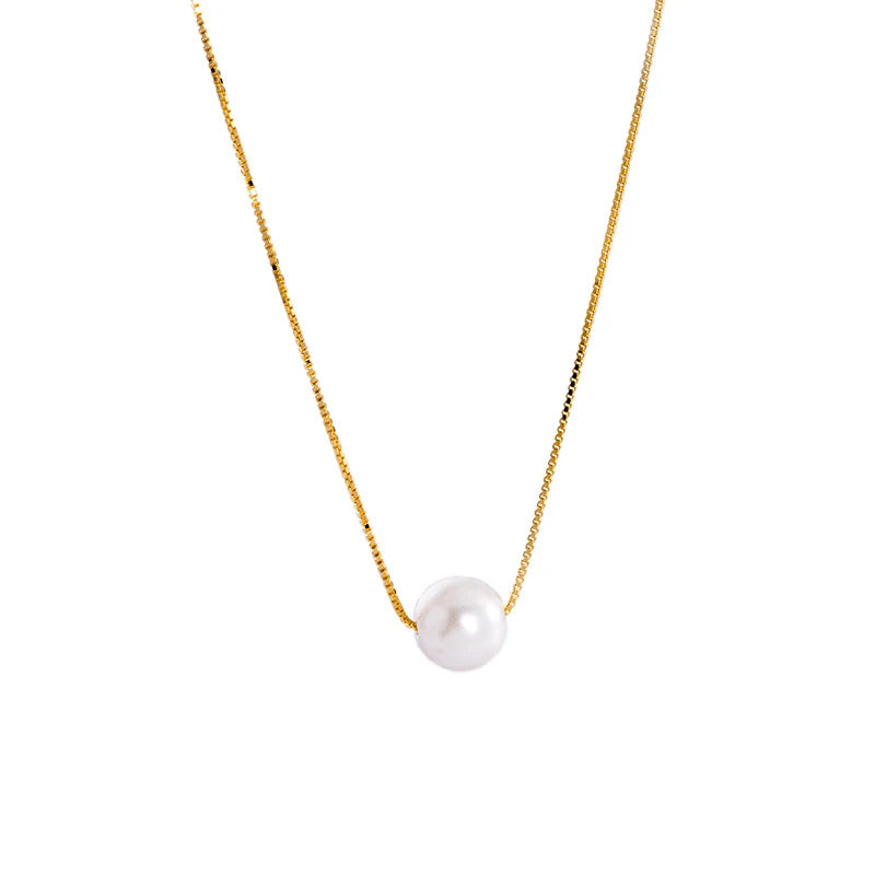 Gargantilla con colgante de perla redonda de plata de ley 925 auténtica de INZATT para mujer, joyería fina, accesorios minimalistas