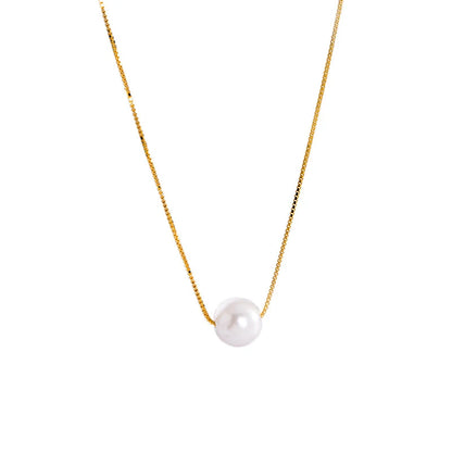 Gargantilla con colgante de perla redonda de plata de ley 925 auténtica de INZATT para mujer, joyería fina, accesorios minimalistas