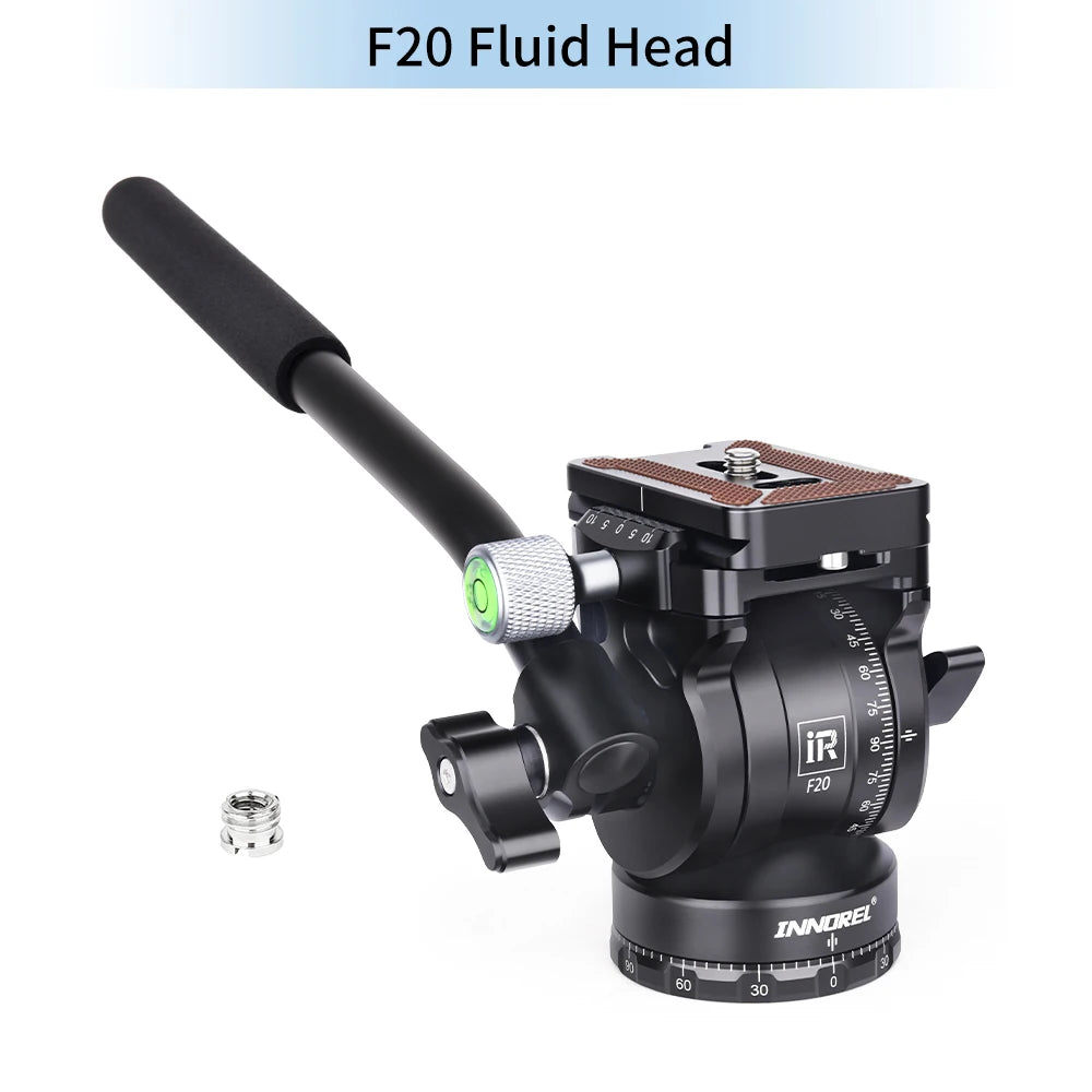 INNOREL F10/F20 Mini Tripod Fluid Head Tilt Head,Metal Camera Video Tripod Head with Arca Swiss Q.R.Plates for Video DSLR Camera