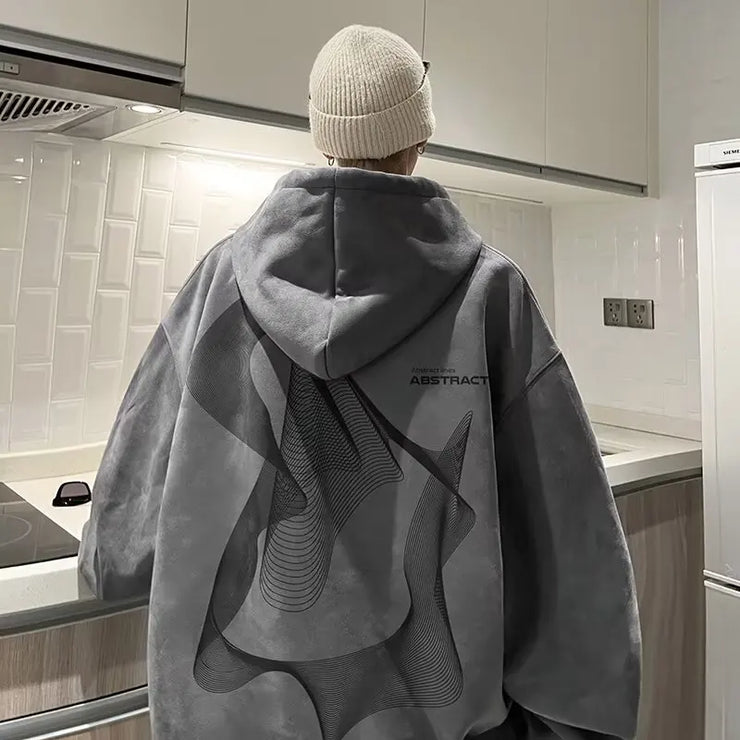 Korean trendy brand heavyweight retro sweatshirt high street high-end suede loose top couple handsome versatile hooded jacket