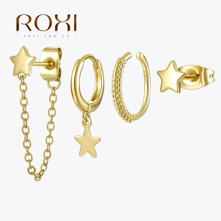 ROXI Ear Jewelry Set Moon Star Lightning Suit Earrings for Women Fashion Jewelrys Hoop Earring Piercing Pendientes Casual