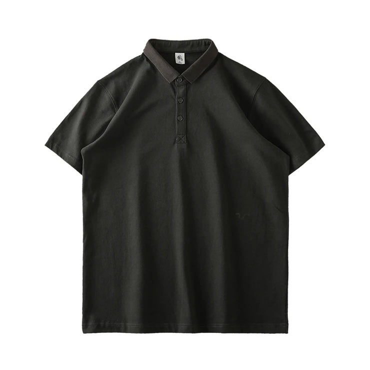 DUKEEN 320G Heavyweight Short-Sleeve Polo Shirts for Men Summer 100% Cotton Oversize Solid Color T-Shirts Basic Men's Golf Wear