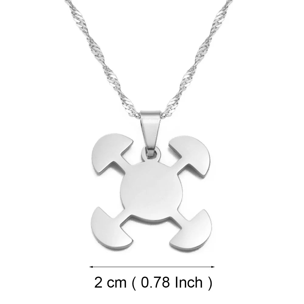 Anniyo African Symbol Pendant Necklaces Gold Color/Silver Color Ghanaian Gye Ethnic Jewelry Traditional Accessories #125321