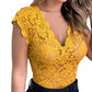 V-neck Sleeveless Tunic Top See-through Floral Lace Hollow Summer Blouse Streetwear