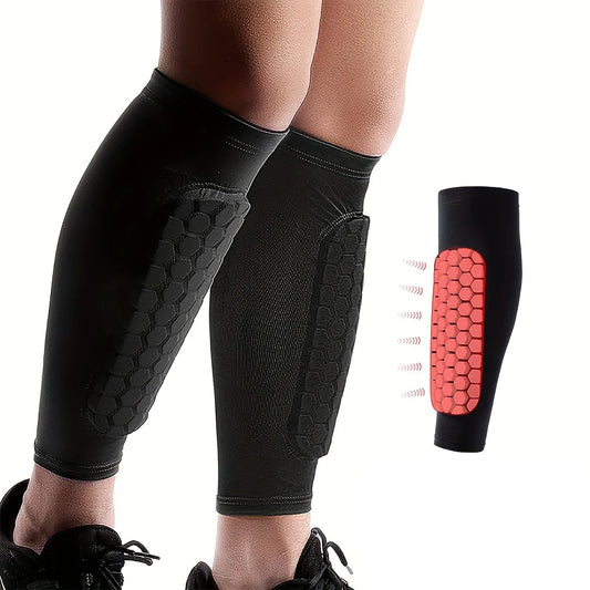 Protège-tibias de football pour jeunes et adultes, manchon de compression pour mollet avec coussinet en nid d'abeille, protection de soutien, 1 pièce