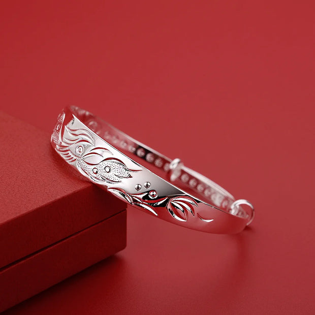 999 sterling silver Noble Phoenix bracelets Bangles for women Fashion Party Wedding Accessories Jewelry Gifts adjustable