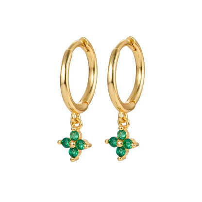 Pendientes de aro pequeños de acero inoxidable con forma de flor para mujer, aretes coreanos de circonita y cristal para cartílago, joyería para piercing, 2023