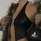 Sexy halter black leather corset Crop Top Women summer rave club Party Tank Top y2k streetwear PU womens Tops gothic clothes hot
