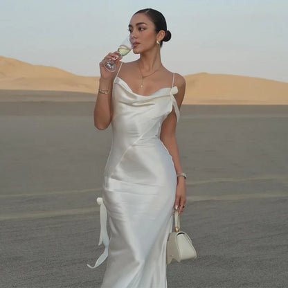 Vestido de fiesta de sirena sexy para mujer, con espalda descubierta, ajustado a la cadera, con dobladillo con volantes, vestidos de noche para mujer, primavera 2025, túnicas para dama