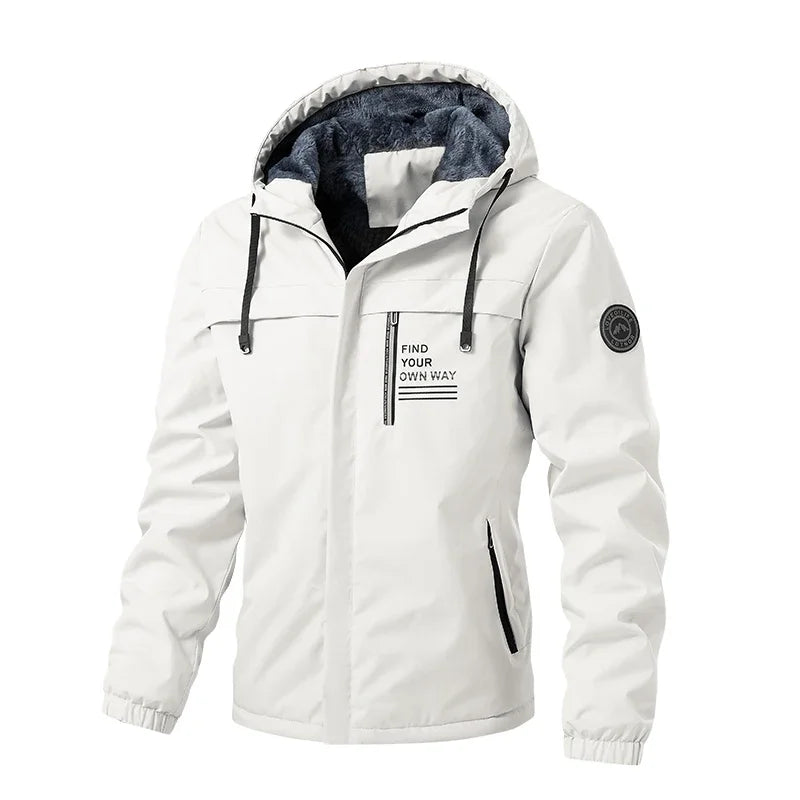 Chaquetas de aviador con capucha UETEEY para hombre, senderismo, caza, cortavientos, forro polar grueso y cálido, ropa de ocio para hombre, ropa de trabajo al aire libre 2024