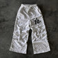 Streetwear Sweatpants Y2K Pants Harajuku Gothic Hip Hop Stripes Embroidery Baggy Casual Pants Womens Elastic Waist Jogging Pants