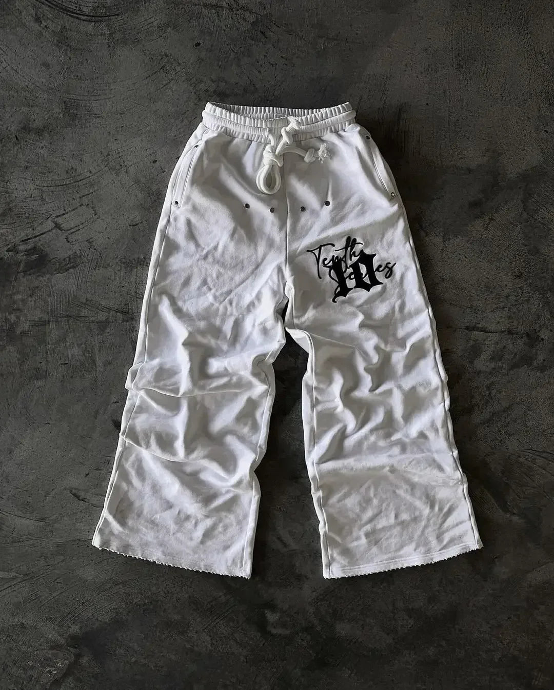 Streetwear Sweatpants Y2K Pants Harajuku Gothic Hip Hop Stripes Embroidery Baggy Casual Pants Womens Elastic Waist Jogging Pants