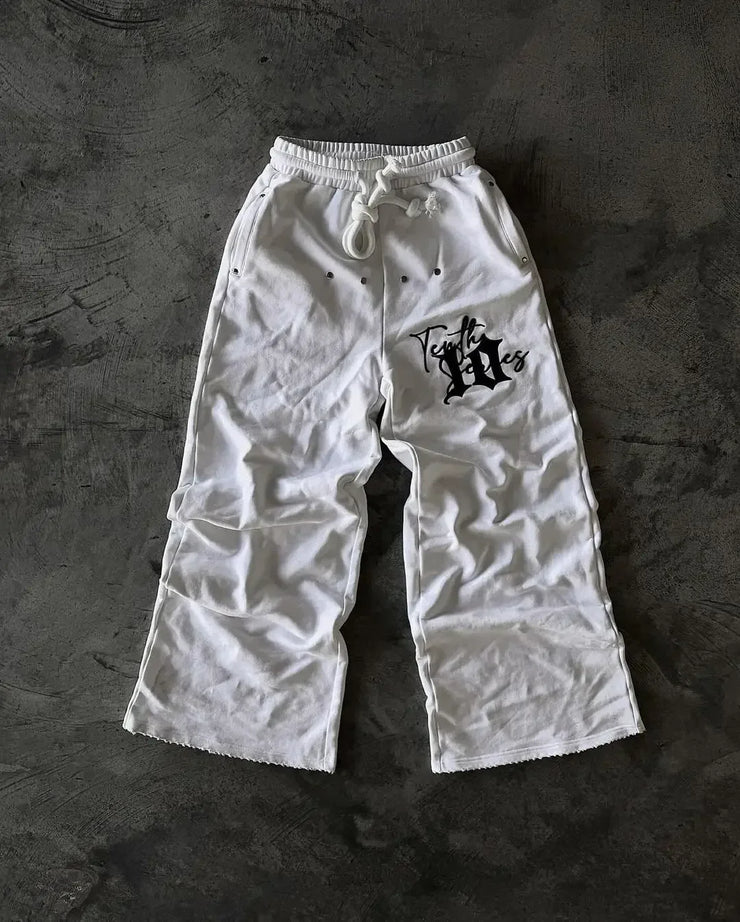 Streetwear Sweatpants Y2K Pants Harajuku Gothic Hip Hop Stripes Embroidery Baggy Casual Pants Womens Elastic Waist Jogging Pants
