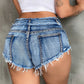 4009 # Pantalones cortos vaqueros sexis de verano de cintura baja y talla grande, de alta elasticidad e informales para mujer