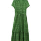 Tangada 2023 Summer Women Green Hollow Embroidery Dress With Slash Short Sleeve Female Vintage Midi Dress 6H410