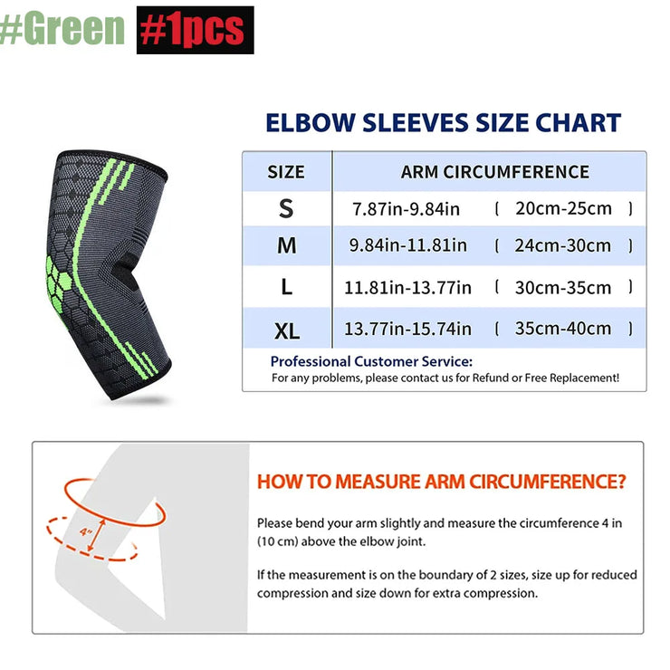 1Pcs Sports Elbow Support Brace Compression Sleeve Basketball Arm Sleeve for Tendonitis, Tennis Golf Elbow Reduce Joint Pain