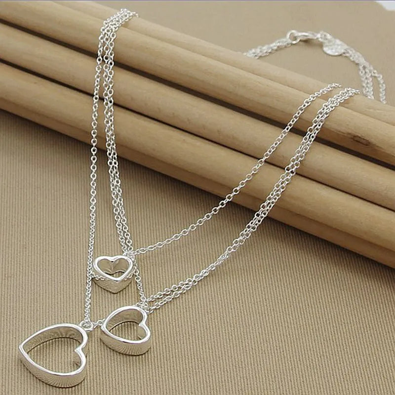 Conjunto de joyería de moda para mujer, de plata de ley 925, ideal como regalo de San Valentín, collar, pulsera y pendientes para novia o boda.