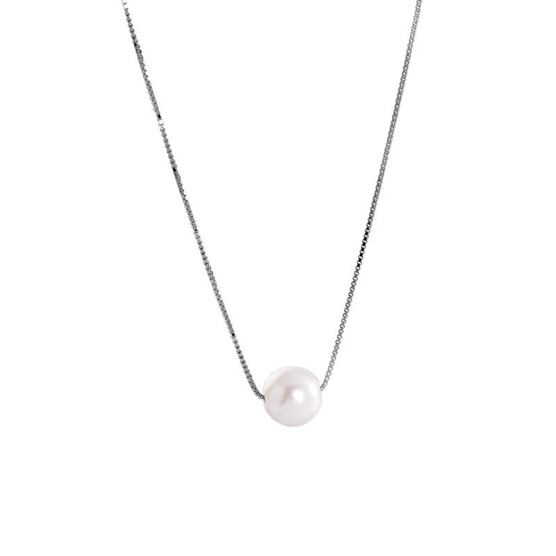 Gargantilla con colgante de perla redonda de plata de ley 925 auténtica de INZATT para mujer, joyería fina, accesorios minimalistas