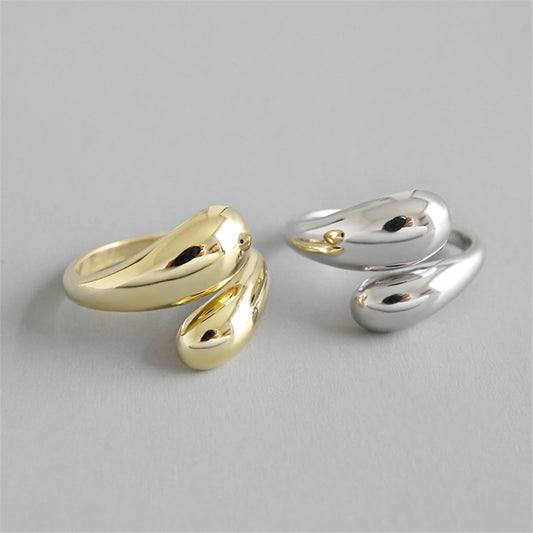 ANDYWEN 925 Sterling Silver 2020 Gold Geometric Resizable Rings Luxury Adjustable Rock Punk Thick Big Jewelry For Women Gift