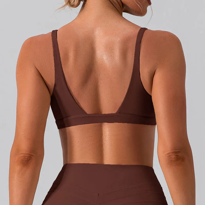 Sujetador deportivo de nailon y elastano de tejido agradable para la piel, de secado rápido, para fitness, gimnasio, yoga, correr, soporte de alto impacto, chaleco antichoque