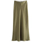 TRAFZA Women Fashion Skirts New Solid Satin Silk Texture Tight Skirt Woman Beach Style Chic And Elegant Women's Mermaid Skirt