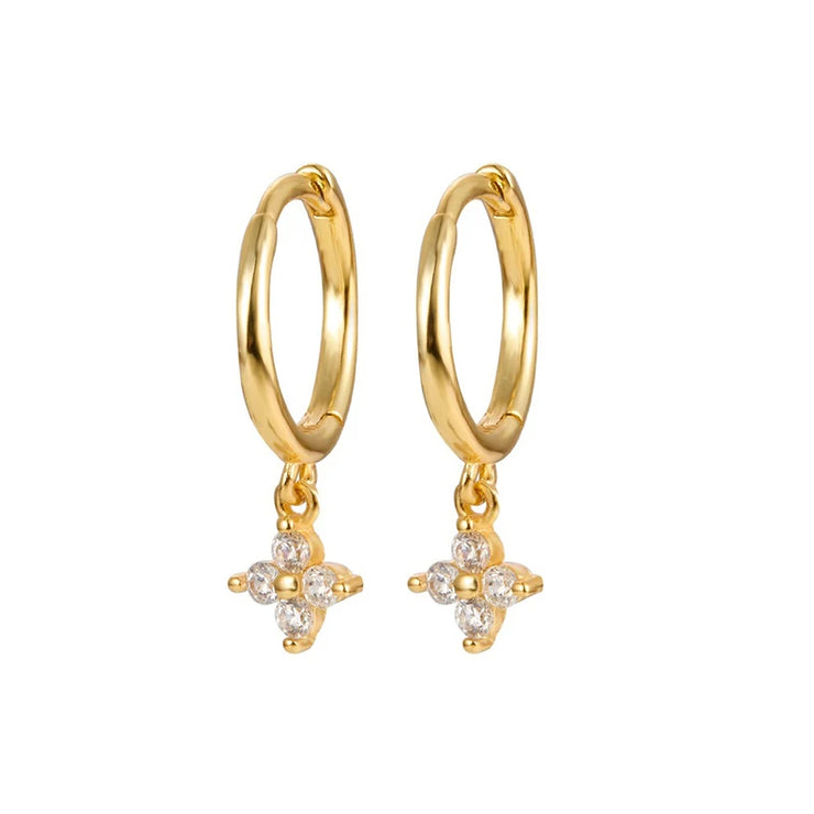 2023 New Fashion Stainless Steel Flower Small Hoop Earrings Women Korean Crystal Zirconia Cartilage Earrings Piercing Jewelry
