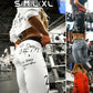 Leggings deportivos con estampado de letras para mujer, pantalones de yoga de cintura alta con efecto push up, mallas para correr y gimnasio