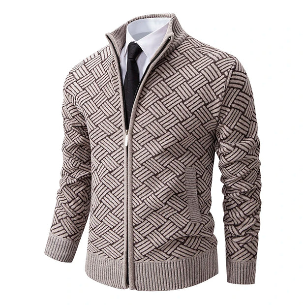 Mens Thickened Cardigan Full Zipper Fleeced Sweaters Knit Jackets Hooded Sweater Coat Autumn Winter Padded Clothes