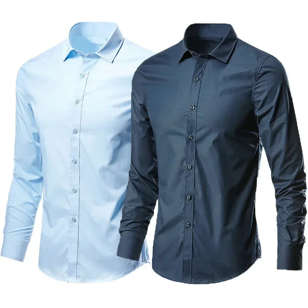 Men's White Shirt Long-sleeved Non-iron Business Professional Work Collared Clothing Casual Suit Button Tops Plus Size S-5XL