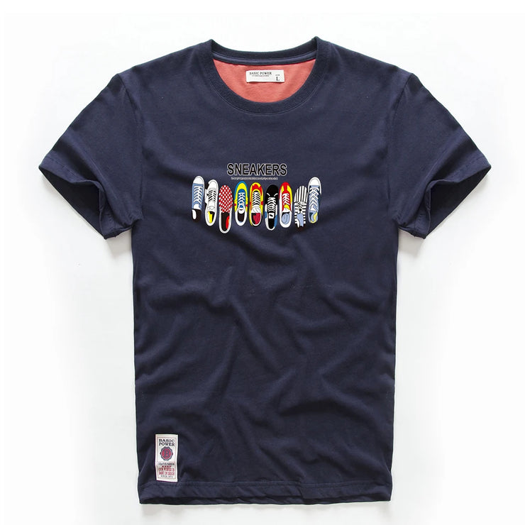 Men's T-shirt Cotton White Blue T Shirt Men Autumn Summer Causal O-neck Basic Designer Tshirt Male High Quality Classical Tops