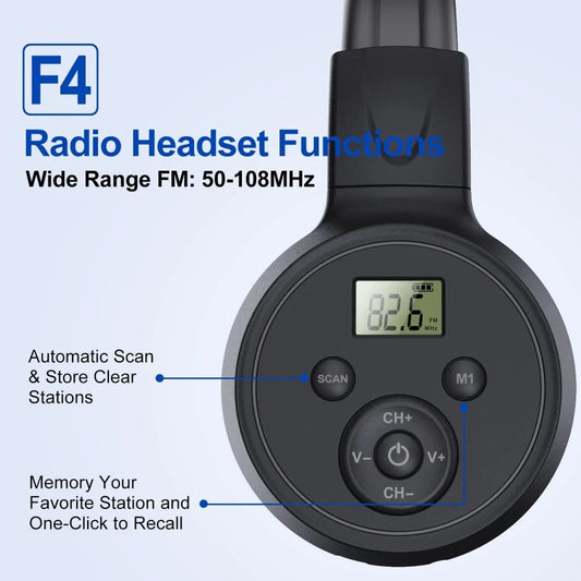 Portable FM Radio Rechargeable Headphone Ear Muffs Foldable Design LCD Display FM Radio Headset Scalable Design