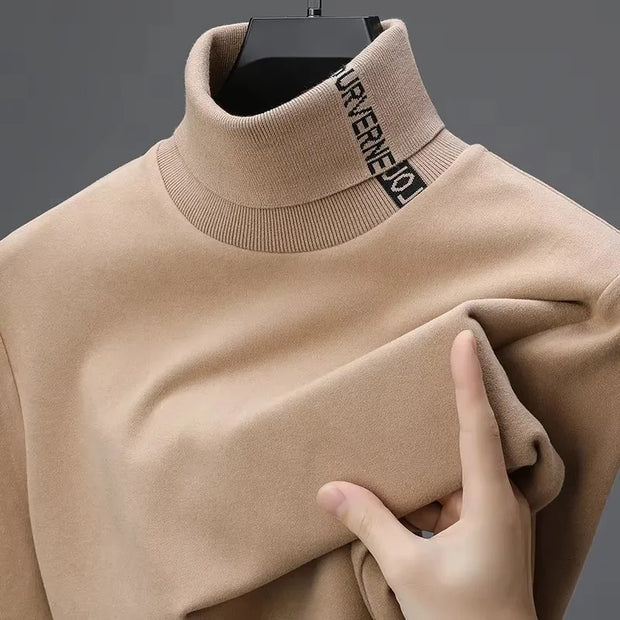 High end brand velvet long sleeve T-shirt men's autumn new trend embroidered warm casual Korean version lapel pullover sweater