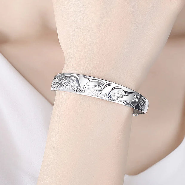 999 sterling silver Noble Phoenix bracelets Bangles for women Fashion Party Wedding Accessories Jewelry Gifts adjustable