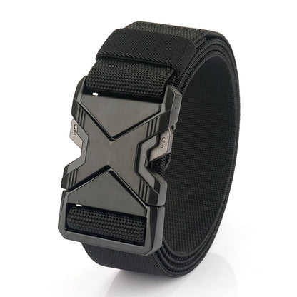 HSSEE New 105cm to 125cm Elastic Belt for Men Metal Buckle Quick Release Military Tactical Belt Soft Nylon Casual Belt Male