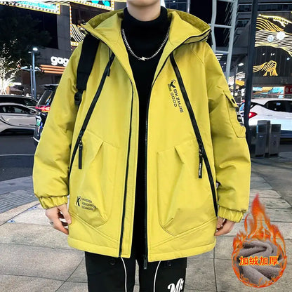 2023 Winter Thicken Fleece Hooded Jackets Mens Waterproof Warm Coats Windbreaker Outwear Males Outdoor