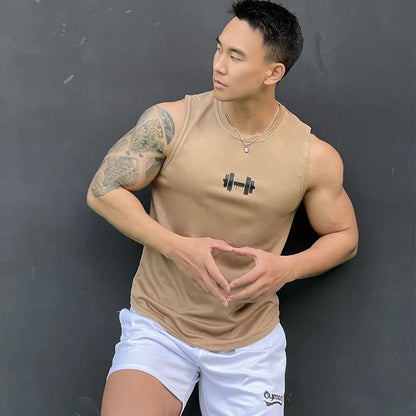 New Men's vest casual sports T-shirt Fitness training basketball Tank top Gym t-shirt man summer quick-dry Men's clothing Top