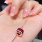 New silver inlaid crystals light luxury ruby jewelry sets delicate wedding rings necklace for women glamour party gift