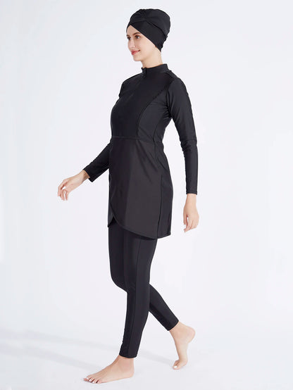 Traje de baño musulmán para mujer, burkini de 3 piezas, estampado floral largo, cobertura completa, hijab, ropa de playa islámica, traje de baño